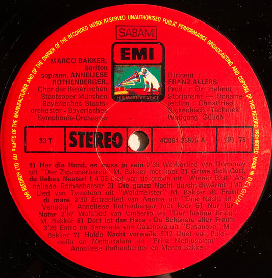 Marco Bakker & Anneliese Rothenberger Zingen Johann Strauss Jr. (LP) Vinyl LP Vinyl Zeer Goed / Hoesje Goed "VINYLSINGLES.NL"