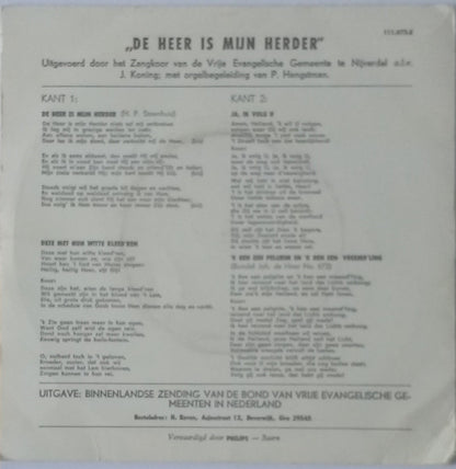 Zangkoor Van De Vrije Evangelische Gemeente Te Nijverdal - De Heer Is Mijn Herder 14616 Vinyl Singles VINYLSINGLES.NL