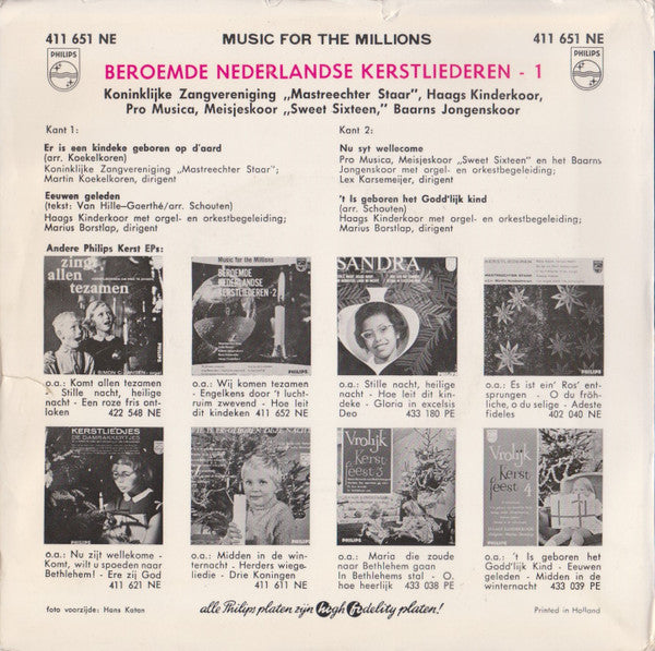 Various - Beroemde Nederlandse Kerstliederen (EP) 13710 13915 Vinyl Singles EP Goede Staat