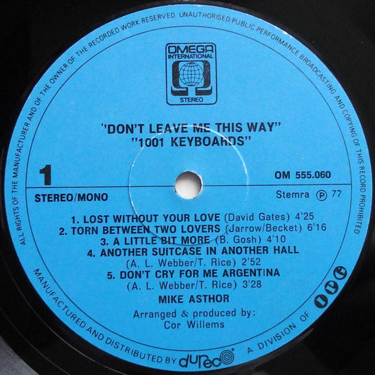 Mike Asthor / Keyboards ‎- Don't Leave Me This Way (LP)