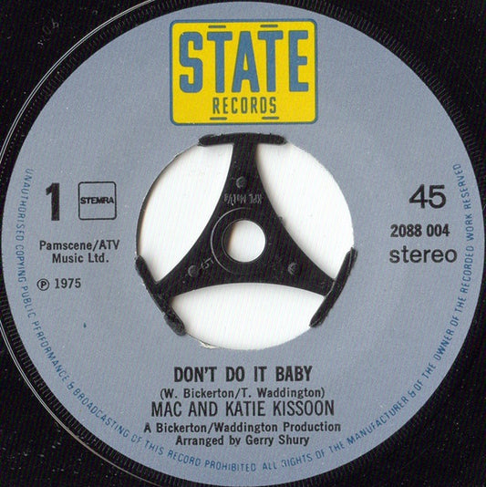 Mac & Katie Kissoon - Don't Do It Baby 14582 Vinyl Singles Vinyl Zeer Goed / Hoesje Goed "VINYLSINGLES.NL"