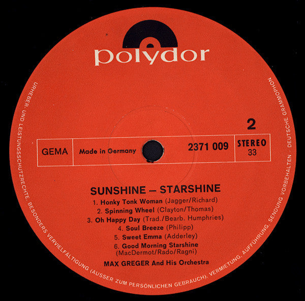 Max Greger Und Sein Orchester - Sunshine Starshine (LP) 49693 Vinyl LP Goede Staat