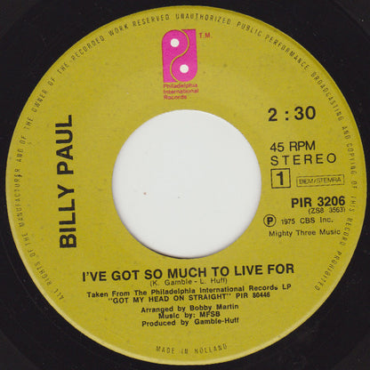 Billy Paul - I've Got So Much To Live For 31409 Vinyl Singles Goede Staat