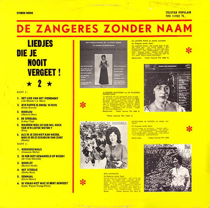 Zangeres Zonder Naam - Liedjes Die Je Nooit Vergeet! 2 (LP) 42887 Vinyl LP Goede Staat