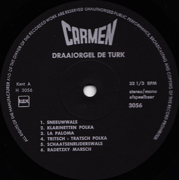 Draaiorgel De Turk - Draaiorgel De Turk (LP) Vinyl LP Vinyl Very Good (VG) <br> Hoes Good Plus (G+)