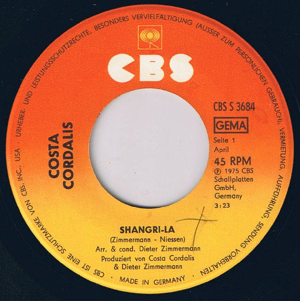 Costa Cordalis - Shangri-La Vinyl Singles VINYLSINGLES.NL