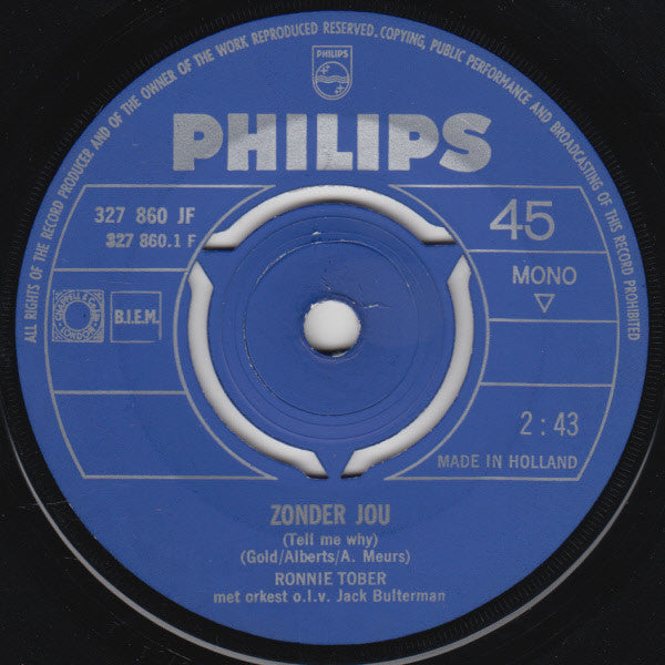 Ronnie Tober - Zonder Jou 31117 Vinyl Singles Goede Staat