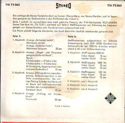 No Artist - Telefunken-Stereo-Test (Industriefassung) Vinyl Singles VINYLSINGLES.NL
