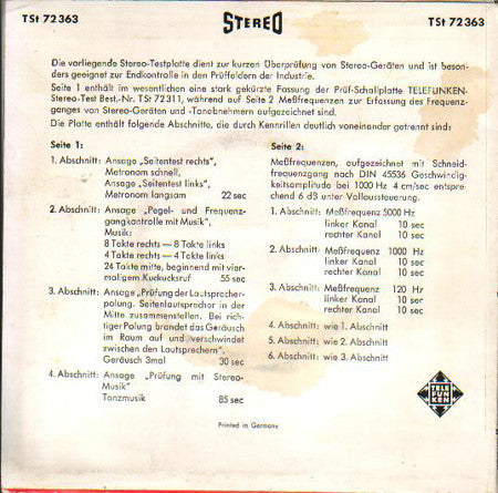 No Artist - Telefunken-Stereo-Test (Industriefassung)