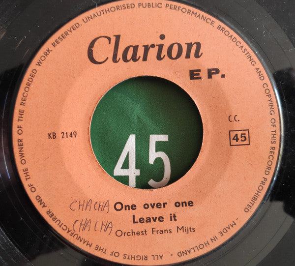 Orkest Frans Mijts - One Over One ** Vinyl Singles EP Vinyl Very Good (VG) <br> Hoes Good Plus (G+)