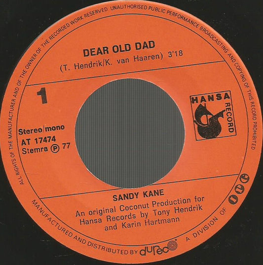 Sandy Kane - Dear Old Dad 07757 Vinyl Singles Goede Staat