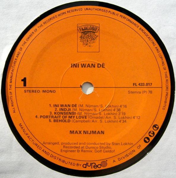 Max Nijman - Ini Wan Dé (LP) 40721 Vinyl LP Goede Staat