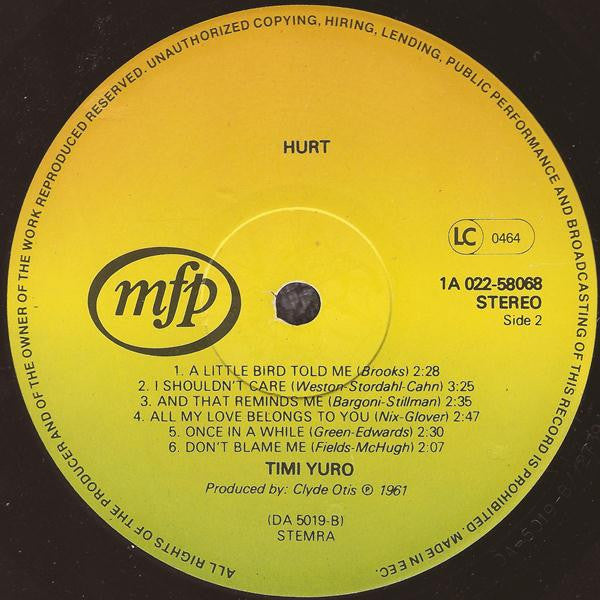 Timi Yuro - Hurt (LP) 49027 Vinyl LP VINYLSINGLES.NL