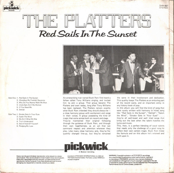 Platters - Red Sails In The Sunset (LP) Vinyl LP Vinyl Very Good (VG) <br> Hoes Good Plus (G+)