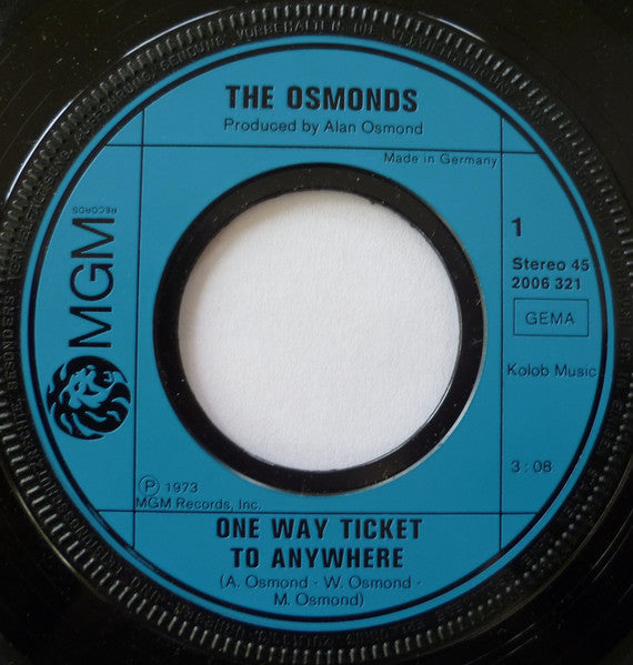 Osmonds - One Way Ticket To Anywhere 09589 12804 28459 Vinyl Singles VINYLSINGLES.NL