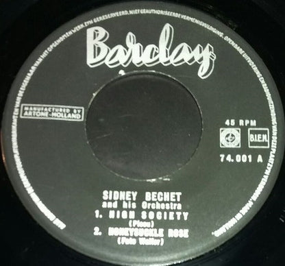 Sidney Bechet - High Society Vinyl Singles EP Vinyl Very Good (VG) <br> Hoes Good Plus (G+)