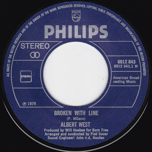 Albert West - Broken White Line Vinyl Singles Vinyl Zeer Goed / Hoesje Goed "VINYLSINGLES.NL"