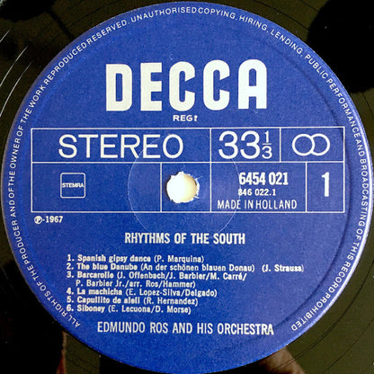 Edmundo Ros & His Orchestra - Rhythms Of The South (LP) 40643 Vinyl LP Goede Staat