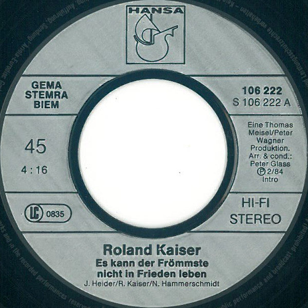 Roland Kaiser - Es Kann Der Frömmste Nicht In Frieden Leben 31241 30924 Vinyl Singles VINYLSINGLES.NL