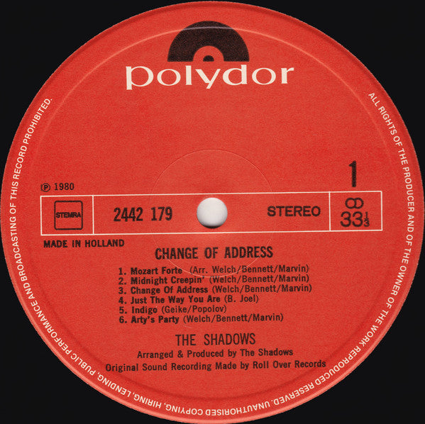 Shadows - Change Of Address (LP) 43404 Vinyl LP VINYLSINGLES.NL