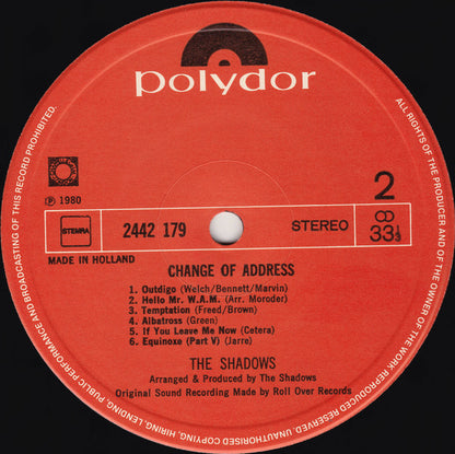 Shadows - Change Of Address (LP) 43404 Vinyl LP VINYLSINGLES.NL