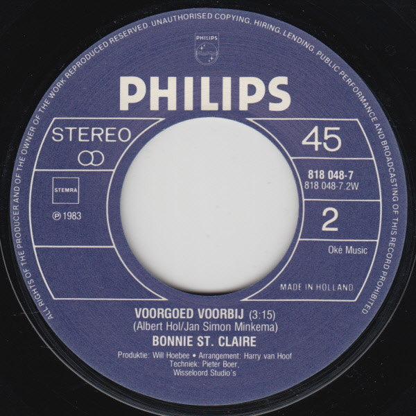 Bonnie St. Claire - Kwart voor een 04956 Vinyl Singles VINYLSINGLES.NL