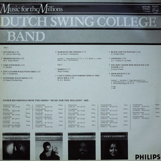 Dutch Swing College Band - Music For The Millions (LP) Vinyl LP Vinyl Zeer Goed / Hoesje Goed "VINYLSINGLES.NL"