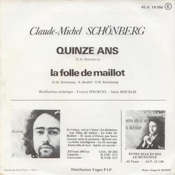 Claude-Michel Schönberg - Quinze Ans 29874 Vinyl Singles Goede Staat