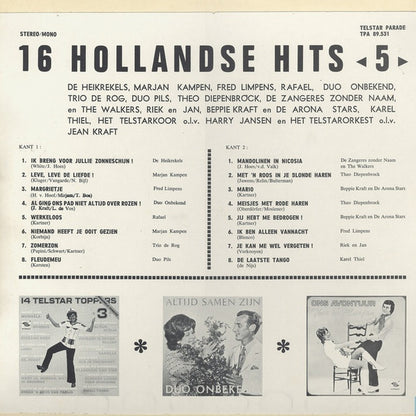 Various - 16 Hollandse Hits 5 (LP) 49126 Vinyl LP Vinyl Very Good (VG) <br> Hoes Good Plus (G+)