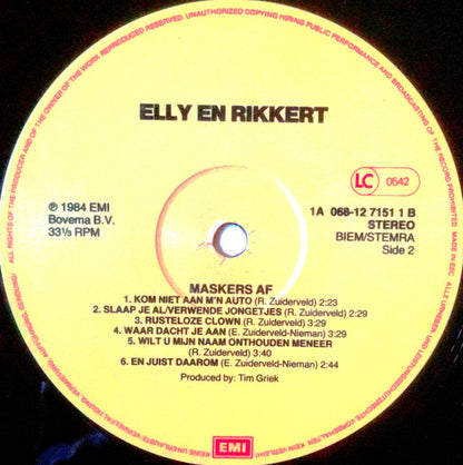 Elly & Rikkert - Maskers Af (LP) 46541 Vinyl LP Goede Staat