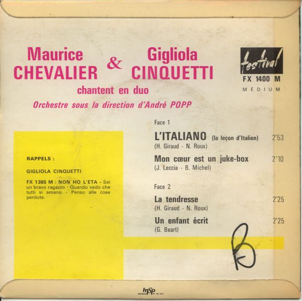 Maurice Chevalier & Gigliola Cinquetti - Chantent En Duo L'Italiano (EP) 29310 Vinyl Singles EP Goede Staat