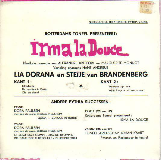 Rotterdams Toneel Presenteert Lia Dorana & Steije van Brandenberg - Irma La Douce (EP) 13248 34219 Vinyl Singles EP Goede Staat