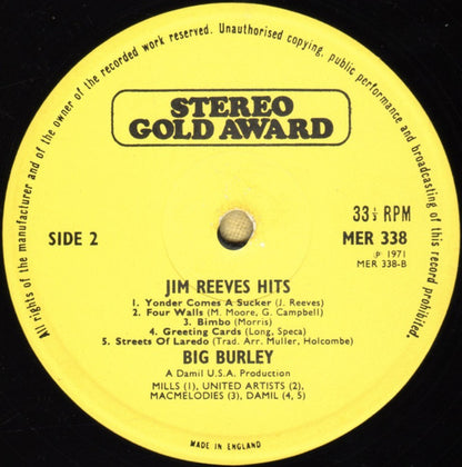 Big Burley - I Can't Forget Those Jim Reeves Hits (LP) 43447 Vinyl LP VINYLSINGLES.NL