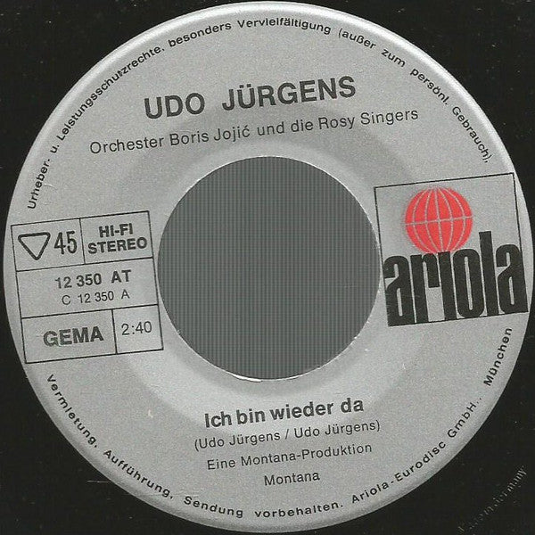 Udo Jurgens - Ich Bin Wieder Da 16015 Vinyl Singles VINYLSINGLES.NL