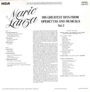 Mario Lanza - His Greatest Hits From Operettas And Musicals Vol. 2 (LP) 41361 Vinyl LP Goede Staat