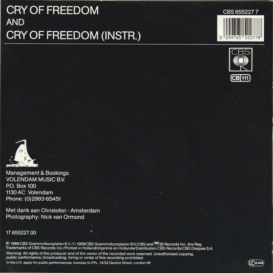 Piet Veerman - Cry Of Freedom 31589 Vinyl Singles Vinyl Zeer Goed / Hoesje Goed "VINYLSINGLES.NL"