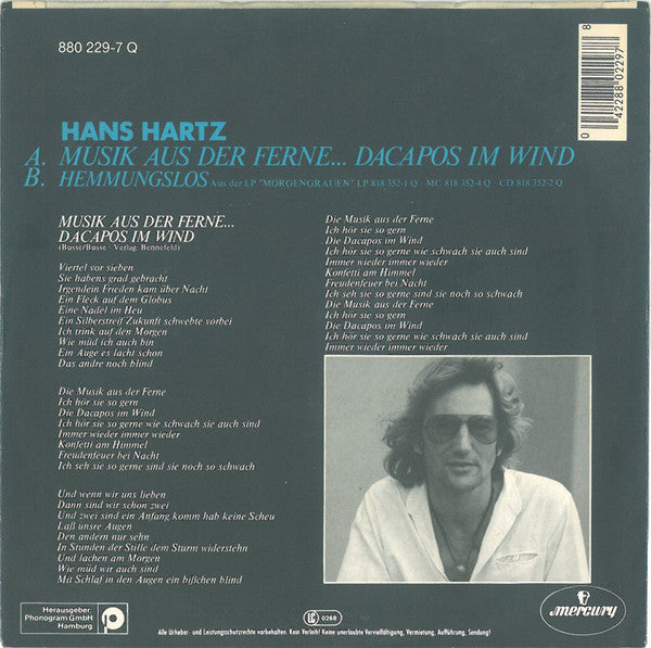 Hans Hartz - Musik Aus Der Ferne... Dacapos Im Wind 20421 21547 Vinyl Singles VINYLSINGLES.NL