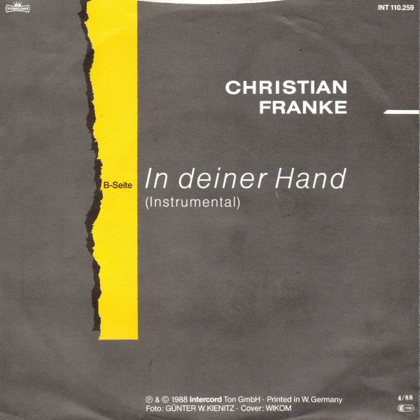 Christian Franke - In Deiner Hand (Jeder Neue Anfang Ist Ein Neues Leben) 21315 Vinyl Singles Goede Staat