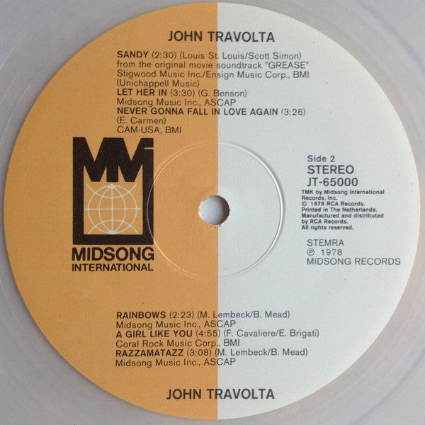 John Travolta - Greased Lightnin' Sandy (LP) (Clear Vinyl) 43673 48763 Vinyl LP VINYLSINGLES.NL