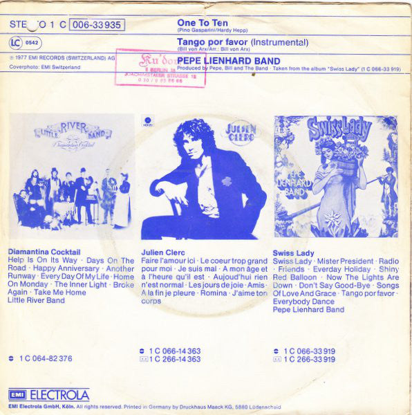 Pepe Lienhard Band - One To Ten Vinyl Singles Vinyl Very Good (VG) <br> Hoes Good Plus (G+)