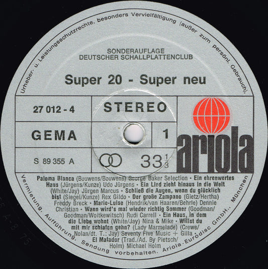 Various - Super 20 - Super Neu (LP) Vinyl LP Vinyl Zeer Goed / Hoesje Goed "VINYLSINGLES.NL"