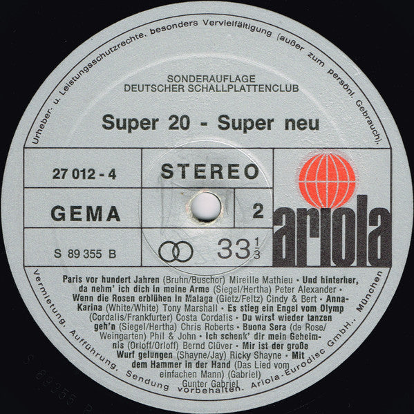 Various - Super 20 - Super Neu (LP) 42465 Vinyl LP Goede Staat