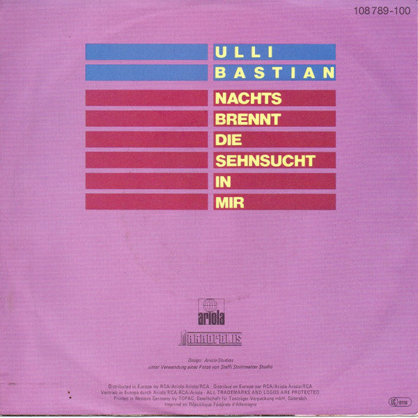 Ulli Bastian - Nachts Brennt Die Sehnsucht In Mir 21653 Vinyl Singles VINYLSINGLES.NL