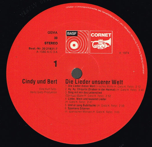 Cindy & Bert - Die Lieder Unserer Welt (LP)