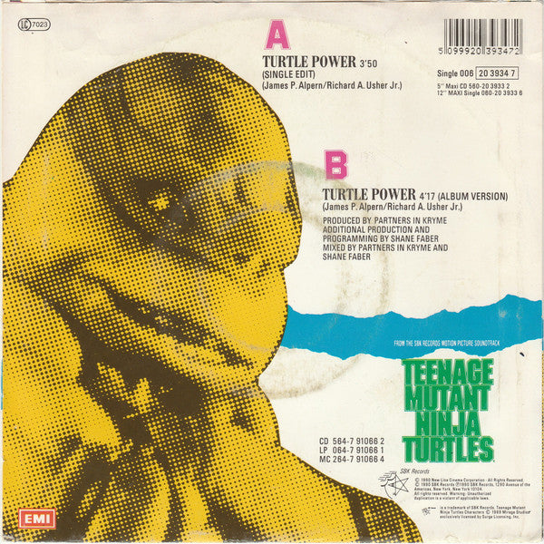 Partners In Kryme - Turtle Power Vinyl Singles Vinyl Very Good (VG) <br> Hoes Good Plus (G+)