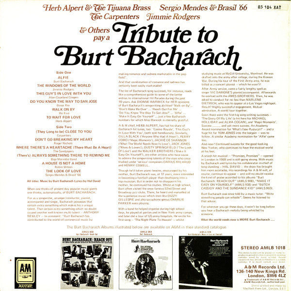 Various - Tribute To Burt Bacharach (LP) 40963 Vinyl LP VINYLSINGLES.NL