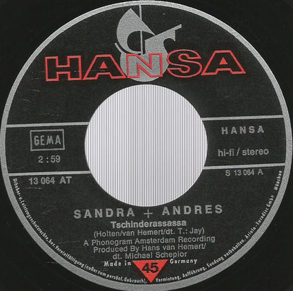 Sandra & Andres - Tschinderassassa 02583 04917 Vinyl Singles VINYLSINGLES.NL