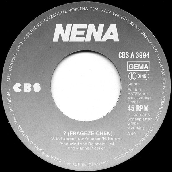 Nena - Fragezeichen 34839 Vinyl Singles Goede Staat