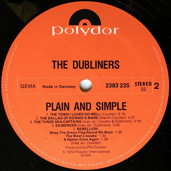 Dubliners - Plain And Simple (LP) 46580 Vinyl LP Goede Staat