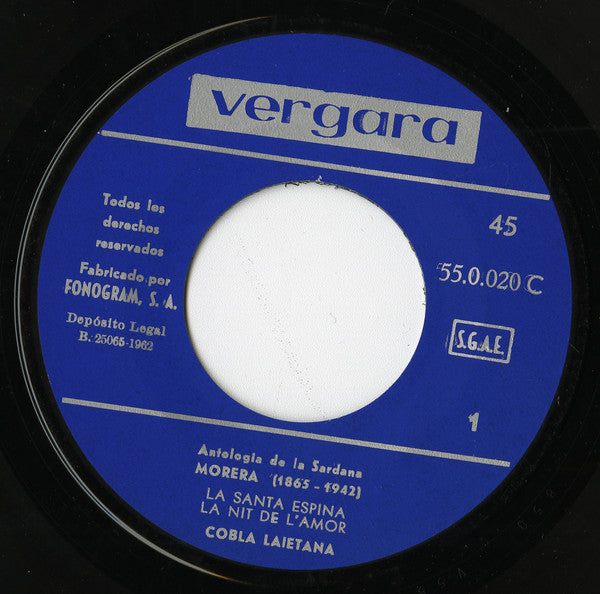 Cobla Laietana / Morera - Antología De La Sardana - Morera (EP) 29614 Vinyl Singles EP Goede Staat